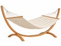 Amaca con supporto 320 x 120 x 110 cm in legno e tessuto beige per esterno