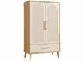 Armadio 90 x 45 x 180 cm in legno beige e naturale con 2 ante e cassetto stile nordico