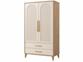 Armadio 100 x 50 x 190 cm in legno beige e naturale con 2 ante e 2 cassetti stile moderno