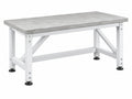 Banco da lavoro 120 x 60 x 85 cm in acciaio bianco con piano effetto cemento regolabile