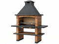 Barbecue da giardino 120 x 70 x 220 cm in mattoni refrattari e metallo marrone nero con cappa e griglia