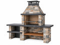 Barbecue da giardino in pietra 180 x 90 x 230 cm grigio beige con camino e piano di lavoro