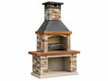 Barbecue da giardino 120 x 80 x 250 cm in pietra multicolore con cappa in metallo stile rustico