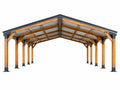 Tettoia autoportante 600 x 300 x 270 cm in legno marrone con copertura in metallo per esterno