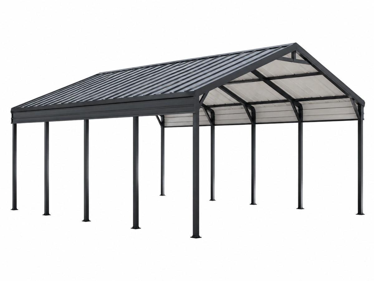 Carport 600 x 300 x 270 cm in alluminio nero con copertura trasparente - tettoia da esterno