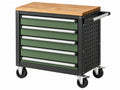 Cassettiera portautensili 80 x 46 x 97 cm in metallo nero e verde con piano in legno e ruote