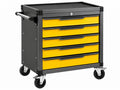 Carrello portautensili 77 x 46 x 97 cm in acciaio nero e giallo con 5 cassetti