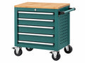 Carrello portautensili 72 x 46 x 86 cm in acciaio verde con piano in legno - 5 cassetti e ruote