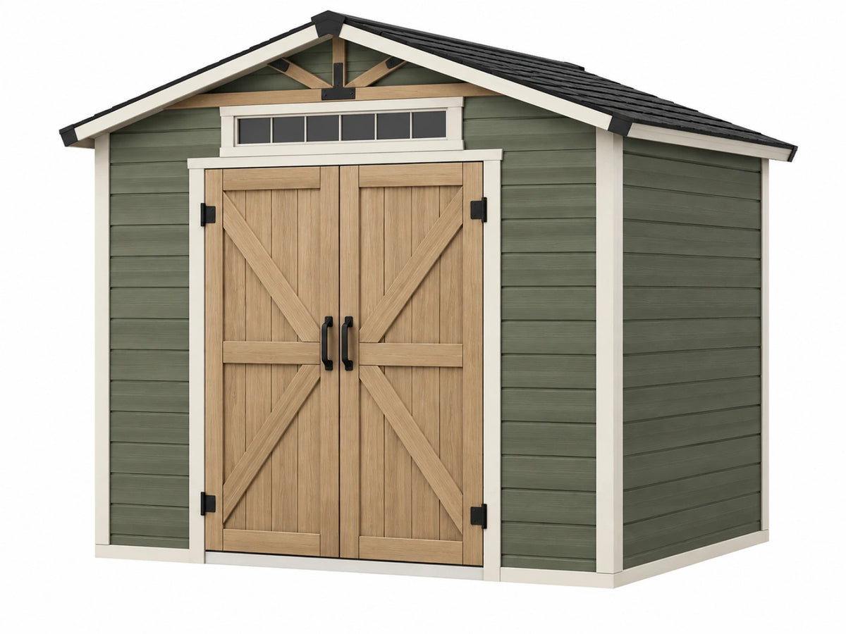 Casetta da giardino 180 x 120 x 210 cm in legno verde - doppia porta stile rustico