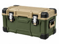 Baule contenitore 60 x 40 x 35 cm in plastica verde/beige con chiusure metalliche stile tecnico