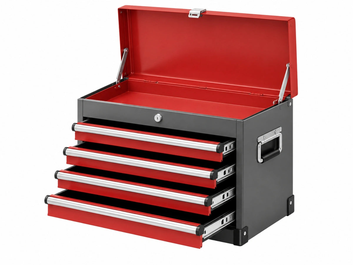 Cassettiera portautensili 66 x 31 x 38 cm in acciaio rosso e nero con 4 cassetti